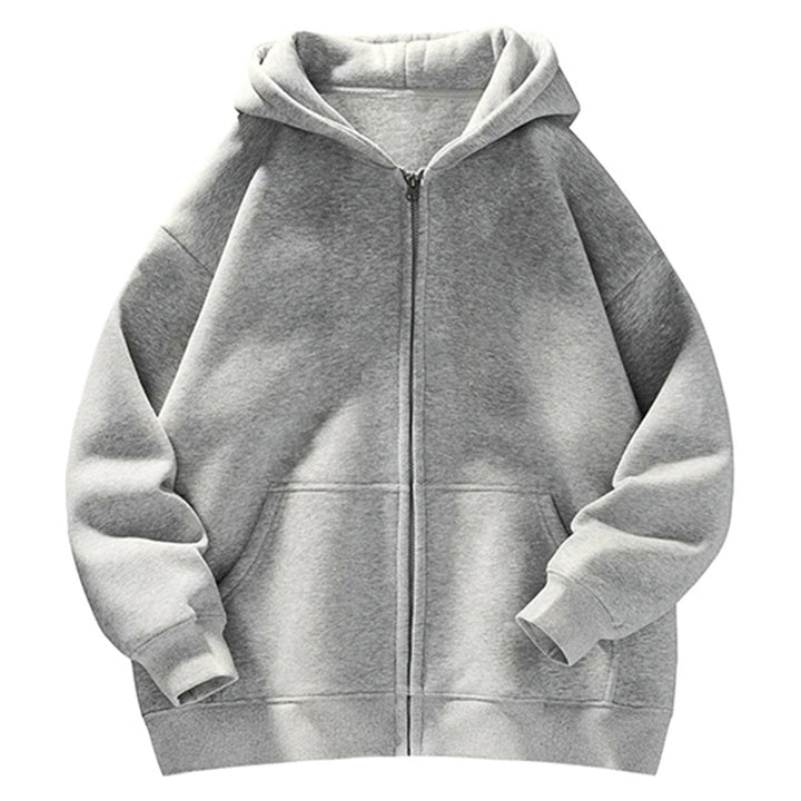 Unisex Oversize-Kapuzenjacke mit durchgehendem Reißverschluss, Teddyfutter und Känguru-Taschen Drune