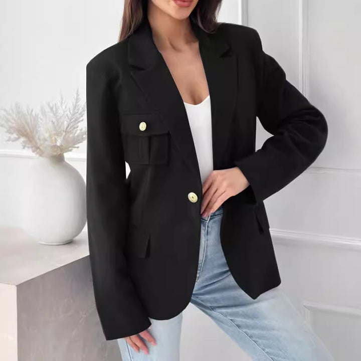 Damen Eleganter Blazer mit doppelter Knopfreihe und praktischen Taschen Drune