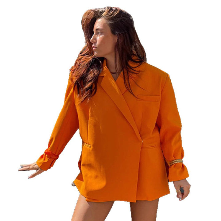 Damen Oversize-Blazer mit kastiger Silhouette, verdeckter Verschluss und Pattentaschen Drune