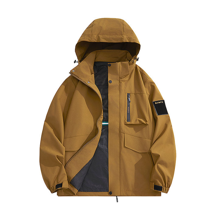 Herren multifunktionale Utility-Outdoorjacke mit Kapuze, verdeckten Taschenklappen und windabweisender Beschichtung Drune
