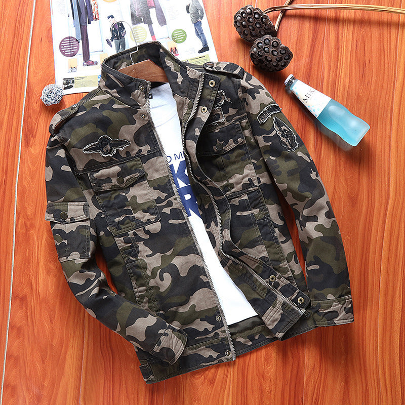 Herren Camouflage-Fieldjacke im Utility‑Look mit Mehrfach‑Taschen und Schulterepauletten Drune