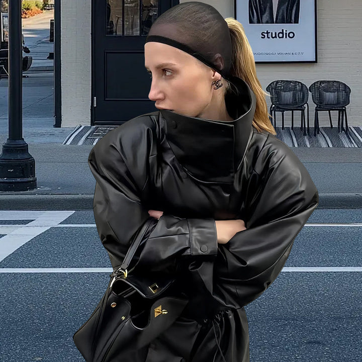 Damen Oversize-Thermojacke mit hohem Kragen und strukturierter Oberfläche Drune