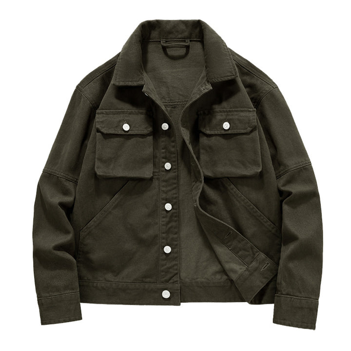 Herren nan kurze Worker-Jacke aus heavy-twill mit aufgesetzten Klappentaschen, schrägen Eingrifftaschen und verstärkten Nähten Drune