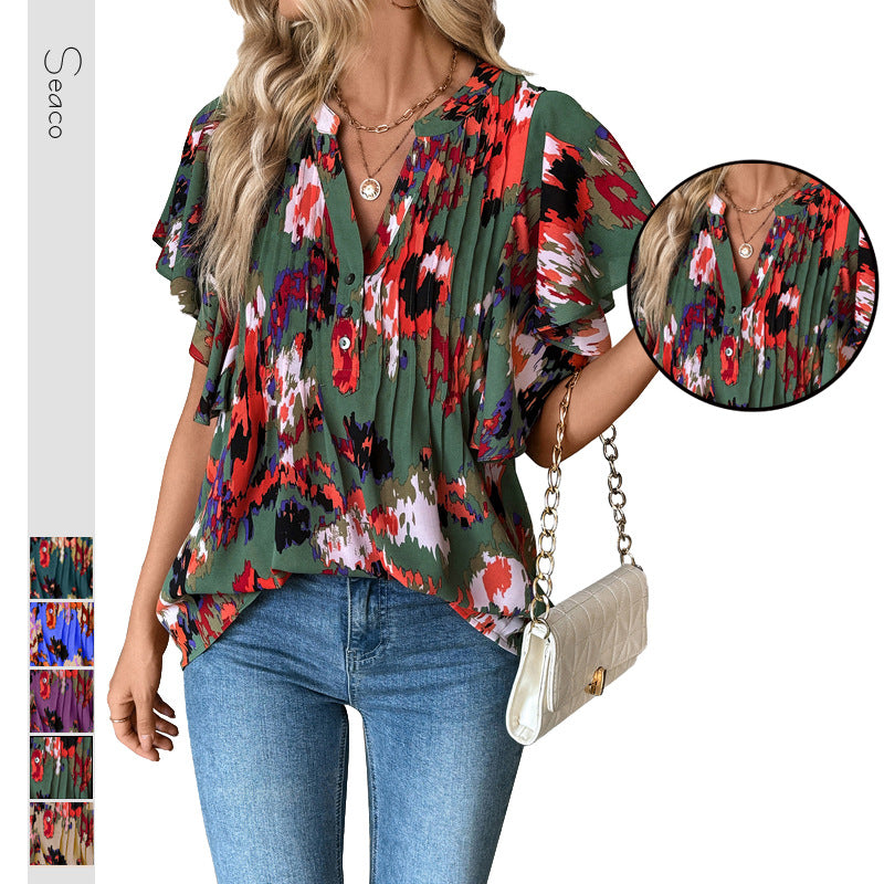 Damen Bluse mit Rüschenelementen und strukturiertem Design Drune