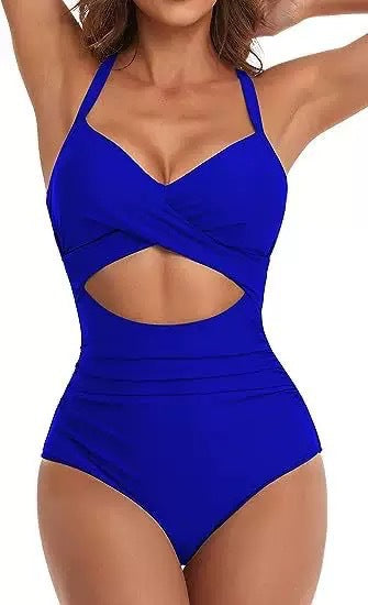 Damen Cut-Out Badeanzug mit Kreuzgurt Drune