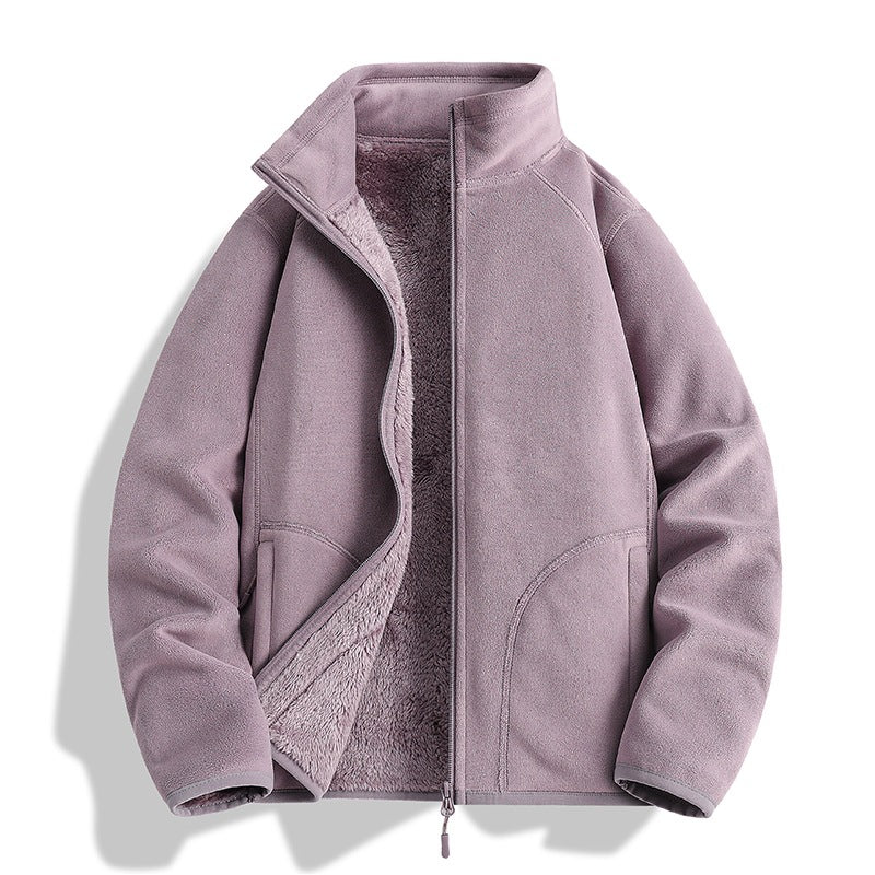 Herren Fleecejacke mit Sherpa‑Teddyfutter, Stehkragen & Zwei‑Wege‑Reißverschluss Drune
