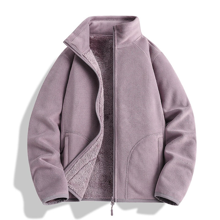 Herren Fleecejacke mit Sherpa‑Teddyfutter, Stehkragen & Zwei‑Wege‑Reißverschluss Drune