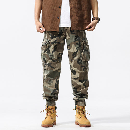 Herren Taktische Cargohose im Digital-Camouflage mit Tunnelzugbund und Mehrfach-Taschen Drune