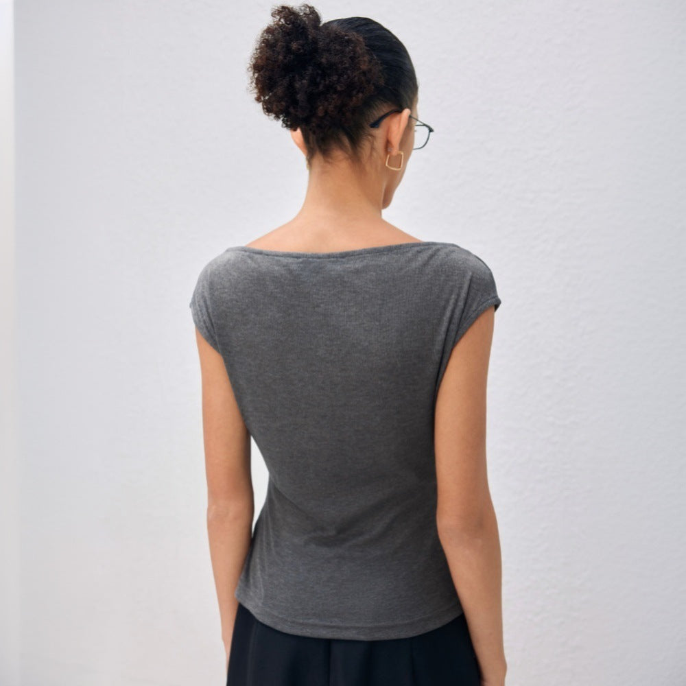 Damen elegantes Oberteil mit asymmetrisch drapiertem Design Drune
