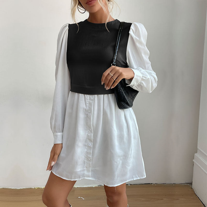 Damen Hemdblusenkleid mit Puffärmeln Drune