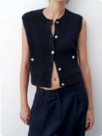 Damen Strickjacke mit Knopfdetails und dekorativen Taschen Drune
