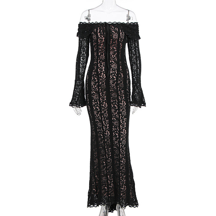Damen Elegantes Spitzenkleid im figurbetonten Schnitt mit Off-Shoulder Design Drune