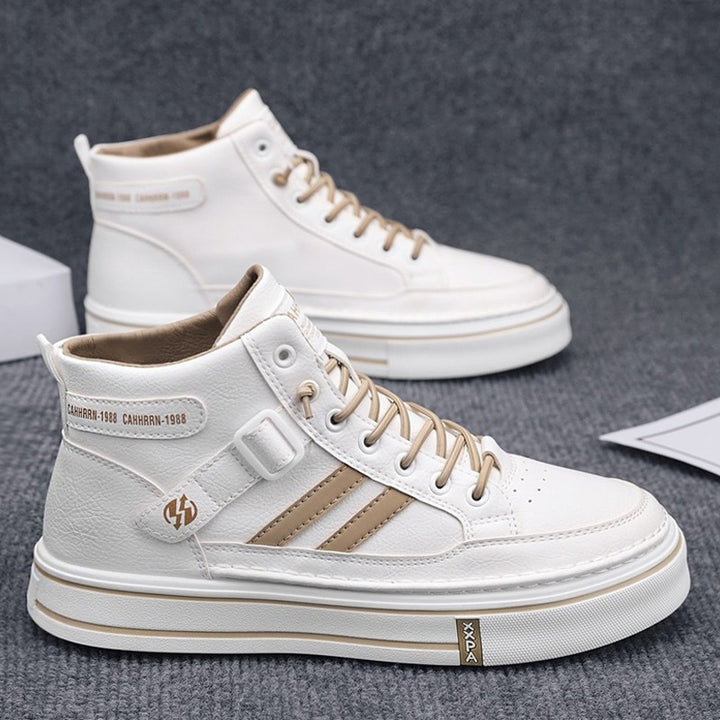 Unisex Mid-Top Street-Sneaker mit verstärkter Cupsohle, dekorativem Gurt und gepolstertem Knöchelkragen Drune