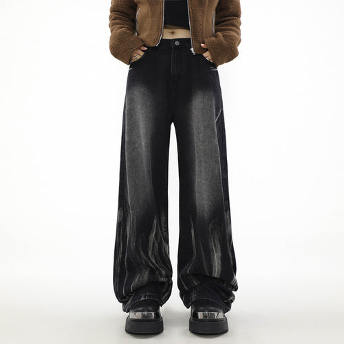 Damen Weite Denim-Hose im modernen Design mit einzigartigen Details Drune