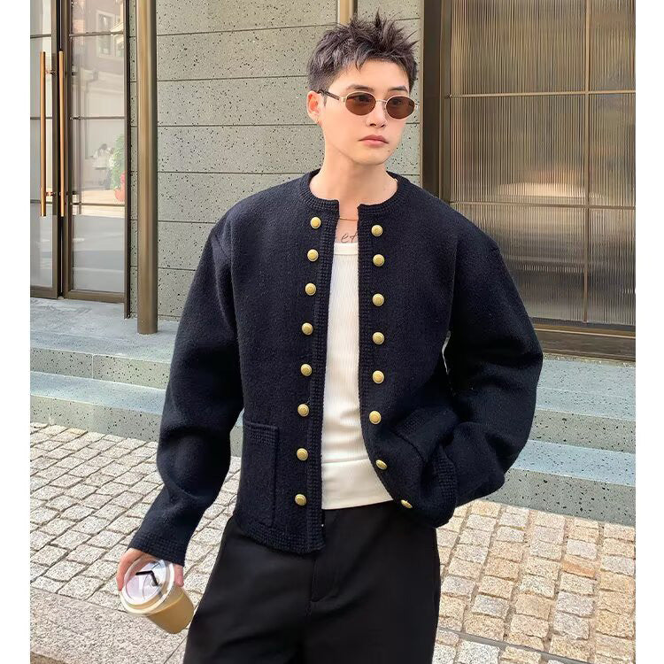 Herren Modische Strickjacke mit Knöpfen Drune