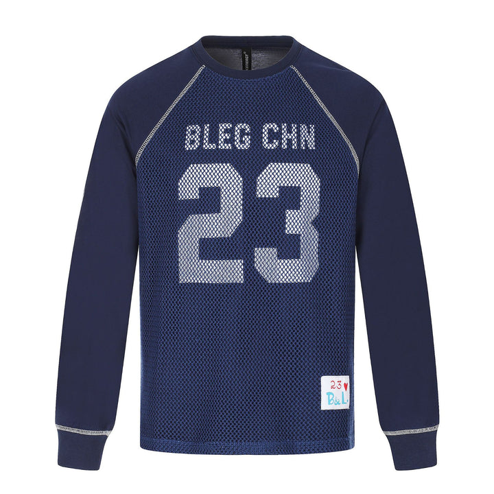 Herren Sportives Mesh-Layer Rundhals‑Sweatshirt mit Raglanärmeln und Front‑Print Drune