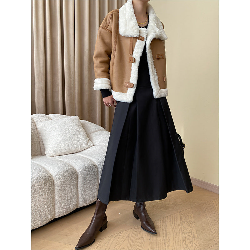 Damen Fleecegefütterte Lederjacke Drune