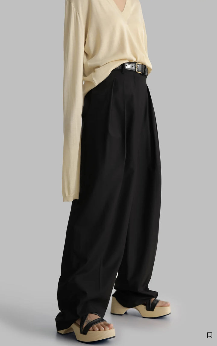 Damen elegante, weit geschnittene Anzughose mit hohen Bund Drune