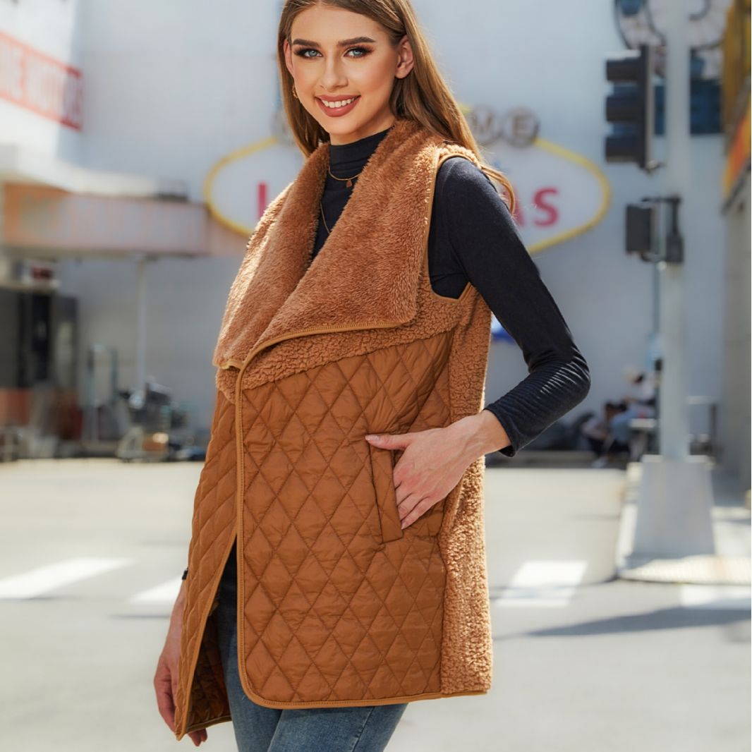 Damen Wende-Weste aus kuscheligem Material und gestepptem Design Drune