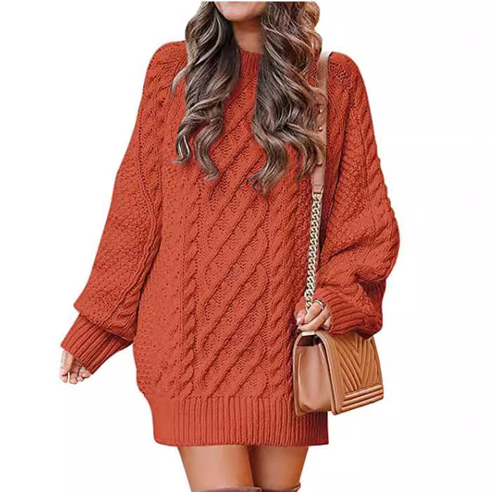 Damen Oversize-Strickpullover mit Zopfmuster Drune