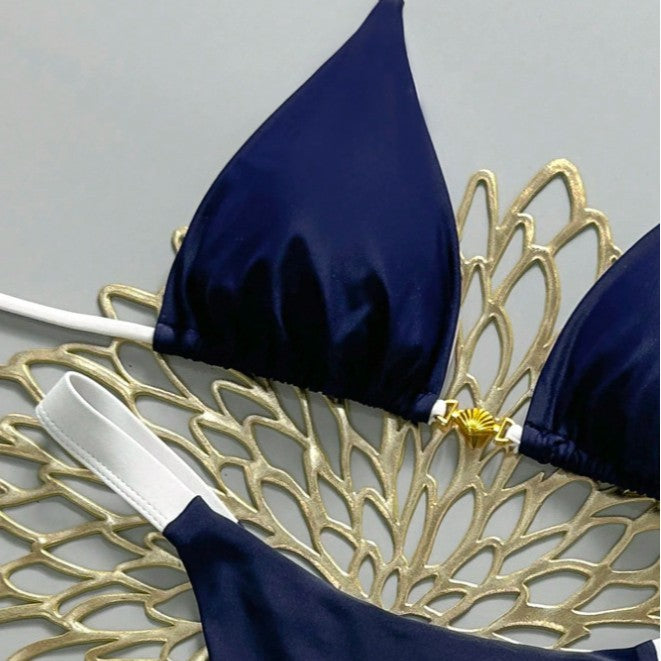 Damen Triangel-Bikini mit modischen Kontrastdetails Drune