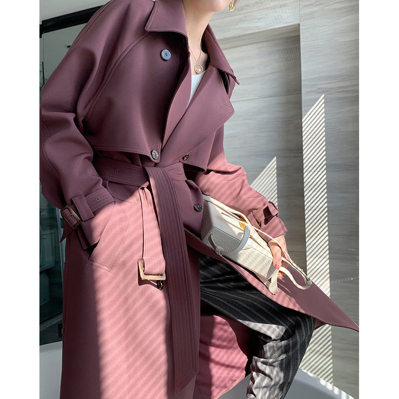 Damen Trenchcoat mit doppelter Knopfleiste und Taillengürtel Drune