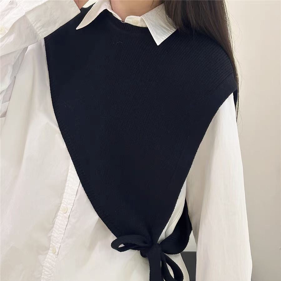 Drune | Poncho Weiches Strickmaterial Lockere Passform Knopföffnung Gerippte Kanten