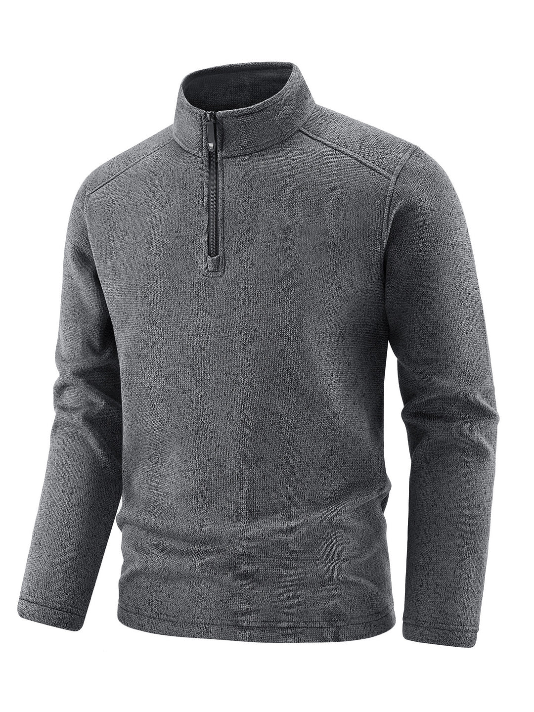 Herren Thermischer Strick-Fleecepullover mit halbem Reißverschluss und Stehkragen Drune