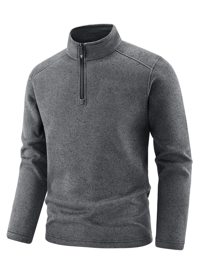 Herren Thermischer Strick-Fleecepullover mit halbem Reißverschluss und Stehkragen Drune
