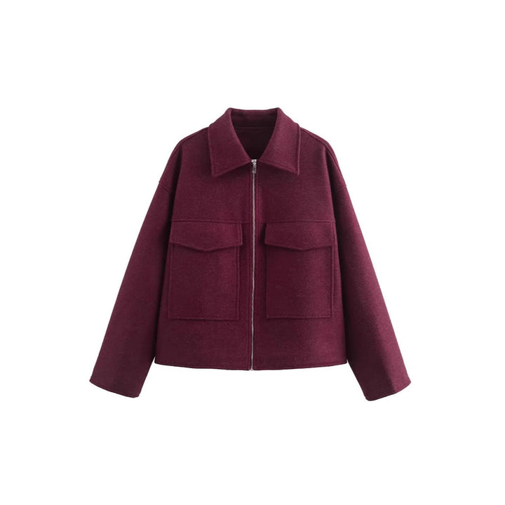 Damen lässige Overshirt-Jacke mit Taschen und Reißverschluss Drune