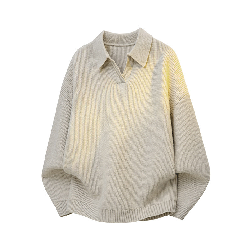 Damen Oversize Strick-Polo mit offenem V-Ausschnitt, Raglanärmeln & verlängertem Rückensaum Drune