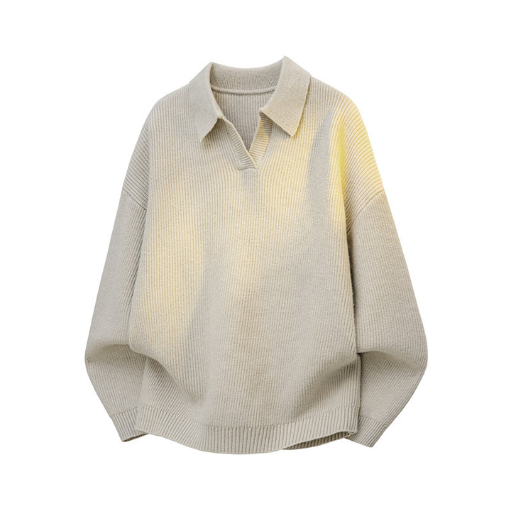 Damen Oversize Strick-Polo mit offenem V-Ausschnitt, Raglanärmeln & verlängertem Rückensaum Drune