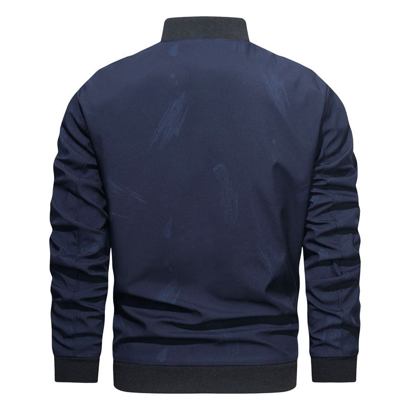 Herren Slim Bomberjacke aus technischem Baumwollmix mit kontrastierenden Reißverschlusstaschen und elastischem Rippkragen Drune