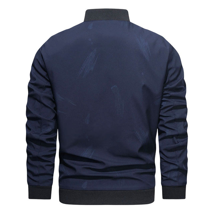 Herren Slim Bomberjacke aus technischem Baumwollmix mit kontrastierenden Reißverschlusstaschen und elastischem Rippkragen Drune