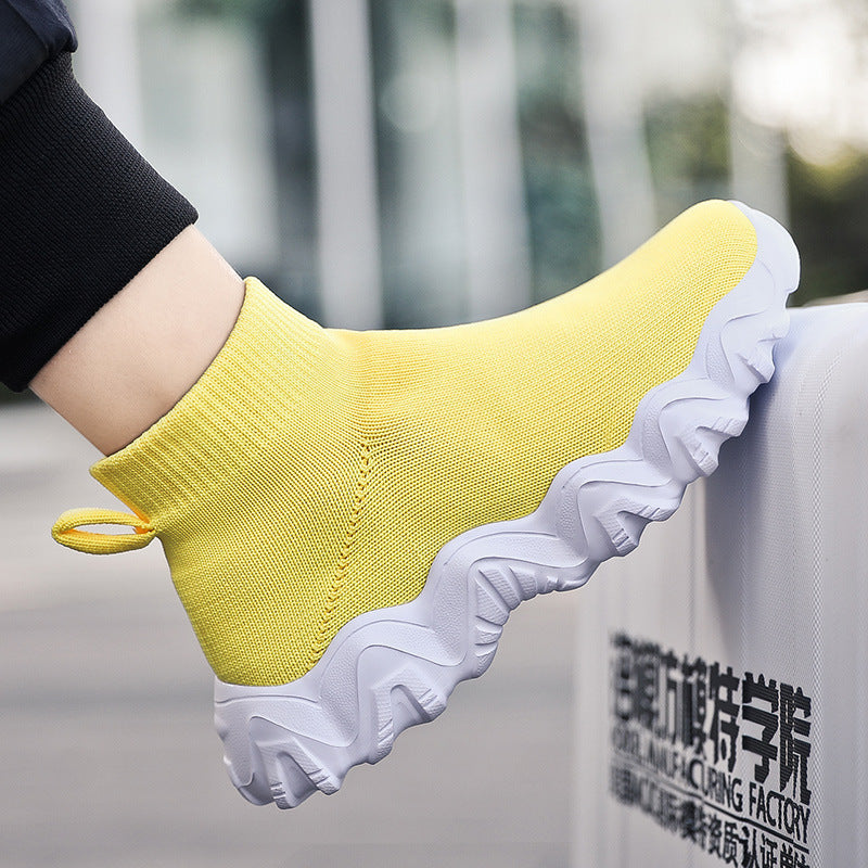 Damen nan elastischer Strick-Sockenschuh mit ergonomischer Wellen-Plateausohle Drune