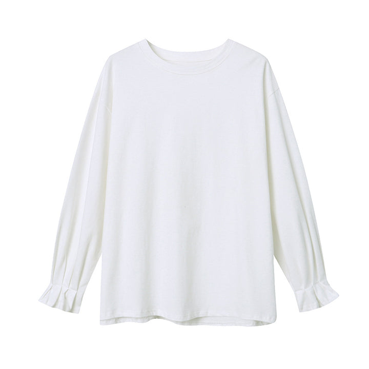 Damen lässiges Langarmshirt mit Rüschendetails Drune