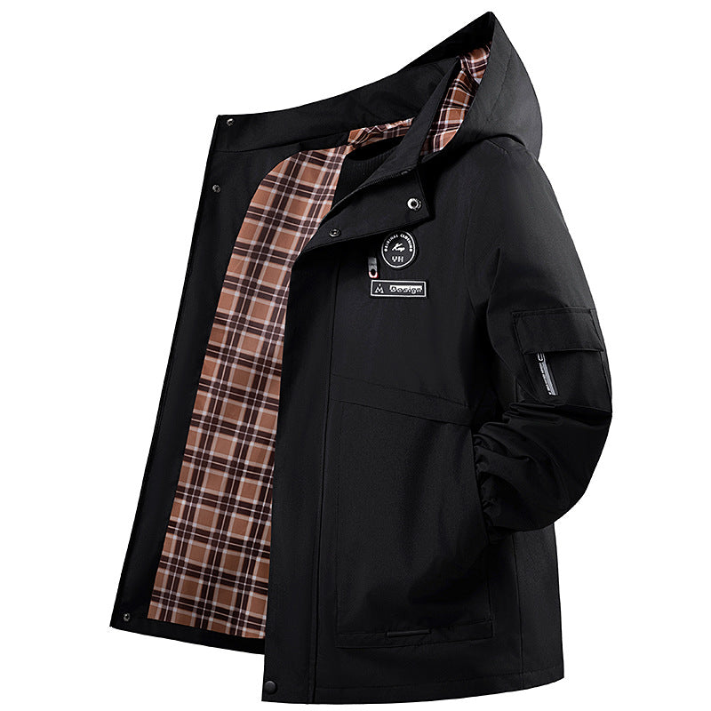 Herren Wasserabweisende Outdoor-Jacke mit verstellbarem Kragen Drune