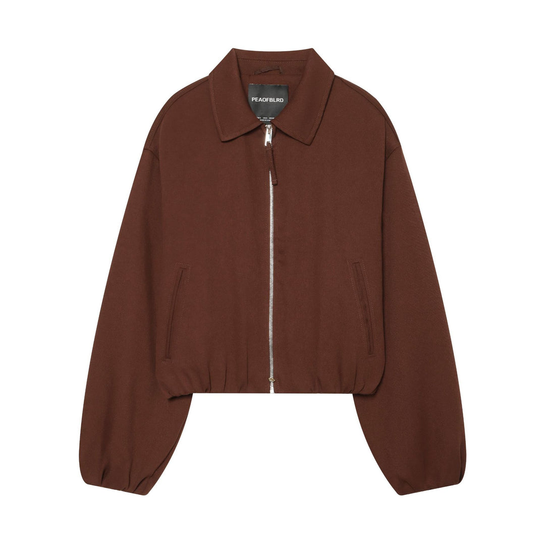 Damen 80+ Cropped Blousonjacke mit Hemdkragen, durchgehendem Reißverschluss und elastischem Saum Drune
