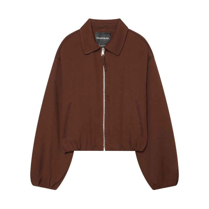 Damen 80+ Cropped Blousonjacke mit Hemdkragen, durchgehendem Reißverschluss und elastischem Saum Drune