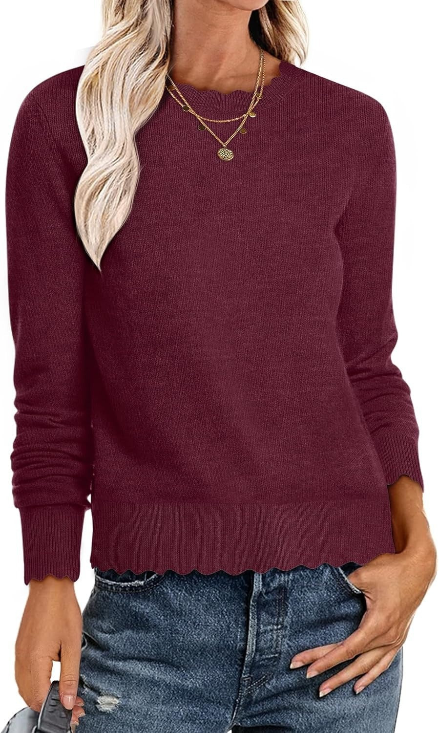 Damen Sweater mit Wellenkante Drune