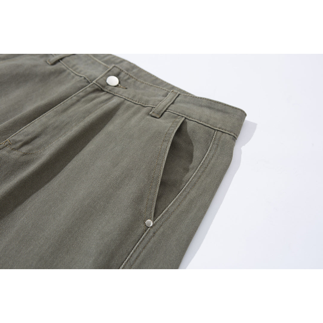 Damen Weite Bundfaltenhose im Utility‑Cargo‑Stil mit hoher Taille und markanten Teilnähten Drune