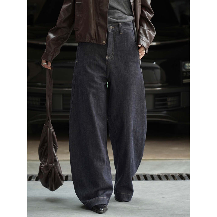 Damen Weite High‑Waist Denimhose mit extra weitem Bein und lässiger Bundverarbeitung Drune