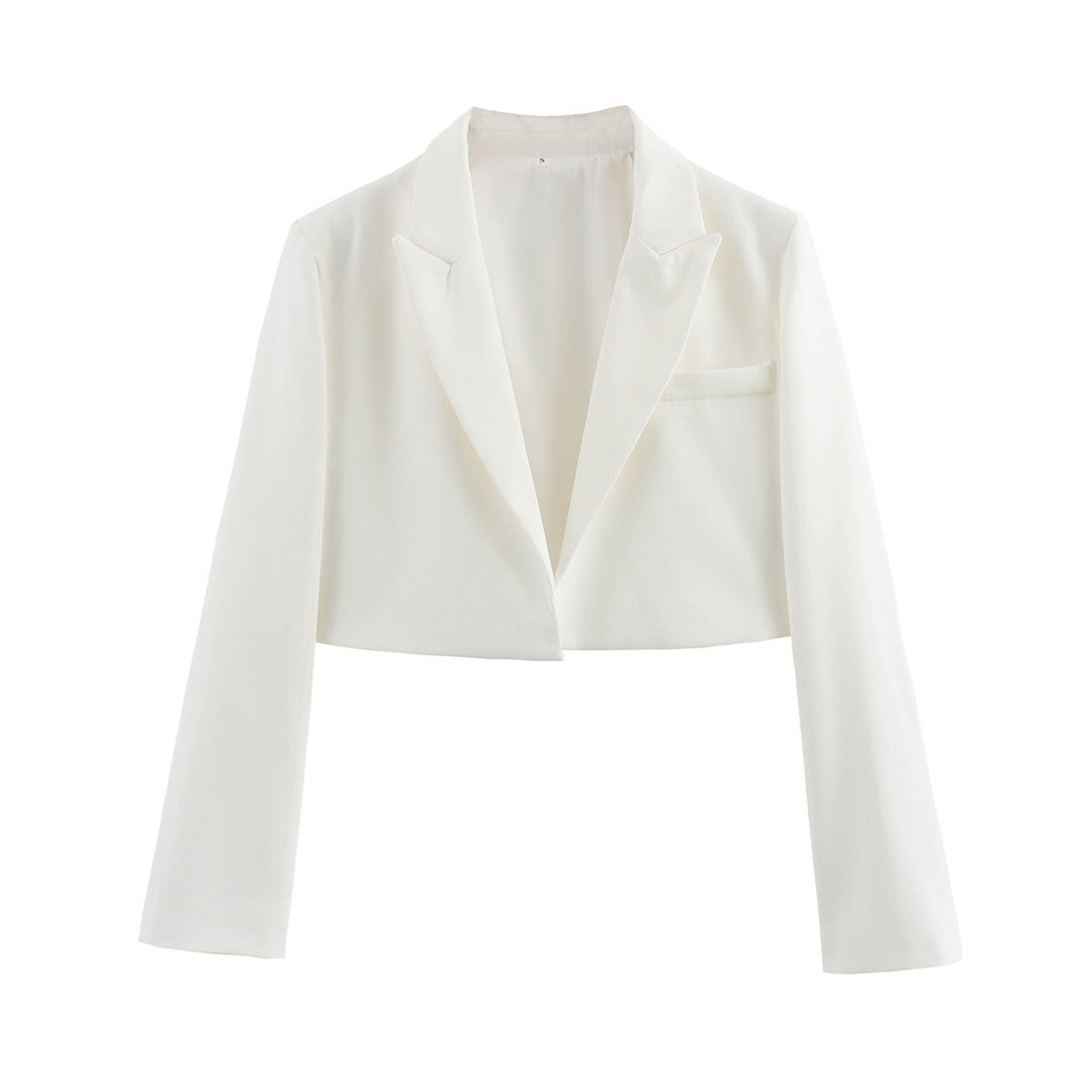 Damen nan kurzgeschnittener Cropped-Blazer mit Reverskragen, figurbetonter Taillierung und Brustleistentasche Drune