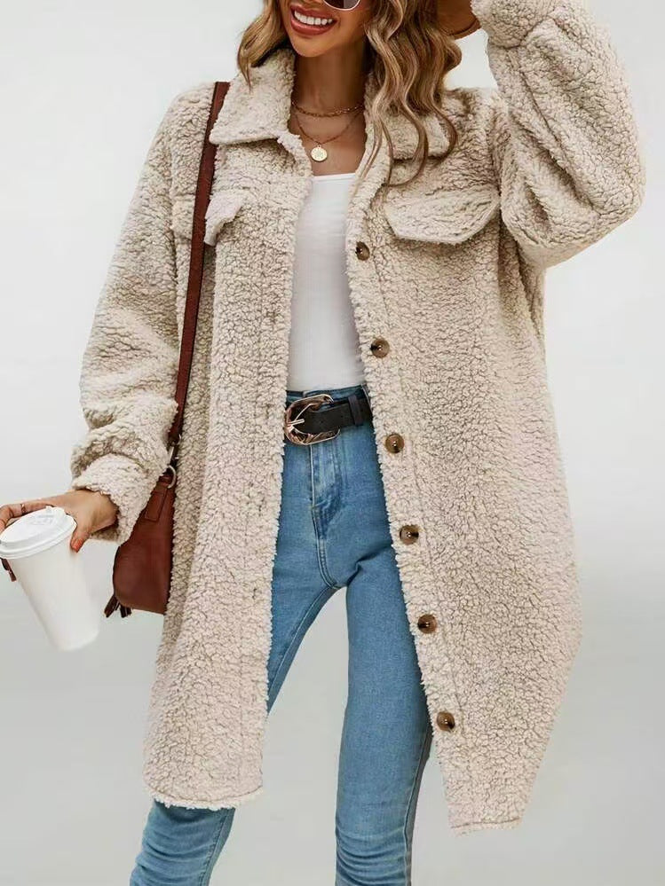 Damen Weiche und kuschelige Oversized-Jacke Drune