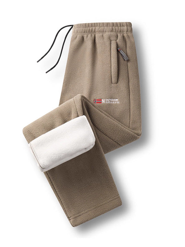 Damen Fleece-Thermohose mit elastischem Bund, Reißverschlusstaschen und weichem Innenfutter Drune