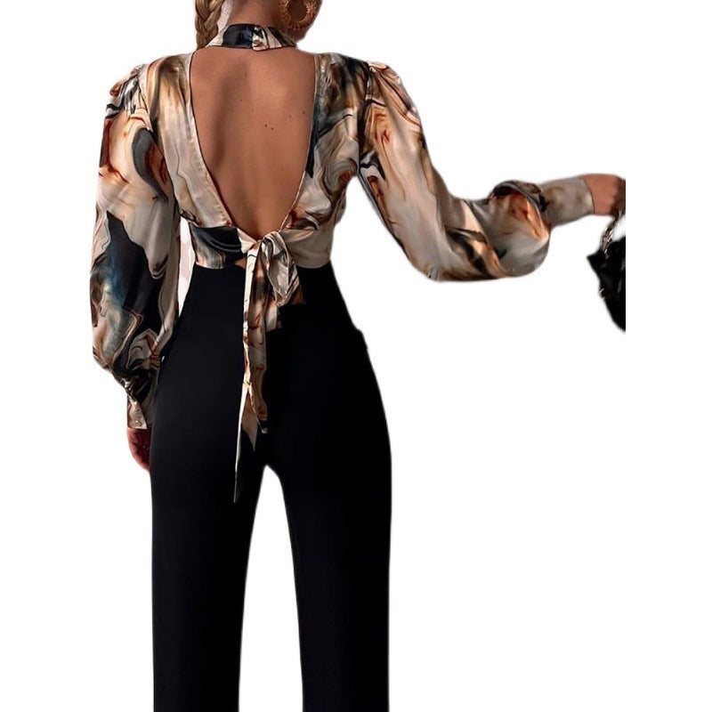 Damen elegante Bluse mit einem raffinierten Schlüsselloch-Ausschnitt und voluminösen Ärmeln Drune