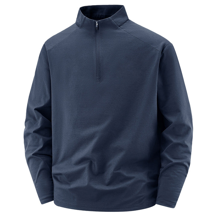 Herren Langarm-Halbreißverschluss-Performance-Pullover mit Stehkragen und technischem Stretch Drune