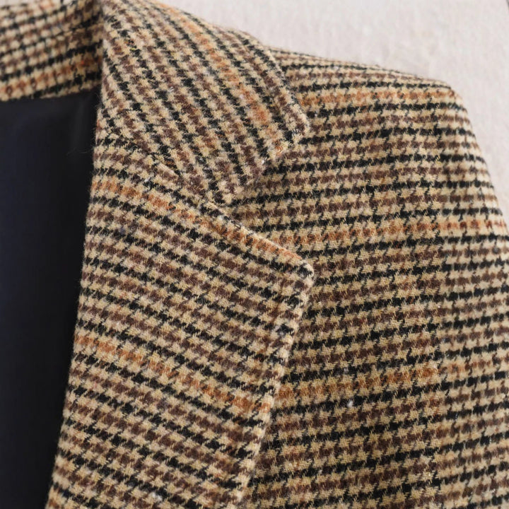 Damen nan taillierter Glencheck-Blazer mit Reverskragen und aufgesetzten Pattentaschen Drune