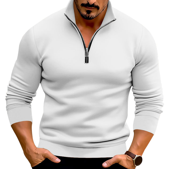 Herren nan taillierter Feinstrickpullover mit kurzem Reißverschluss und Stehkragen Drune