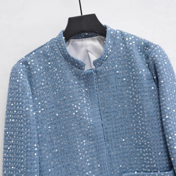 Damen Kurzblazer aus Bouclé‑Tweed mit Pailletten und Pattentaschen Drune